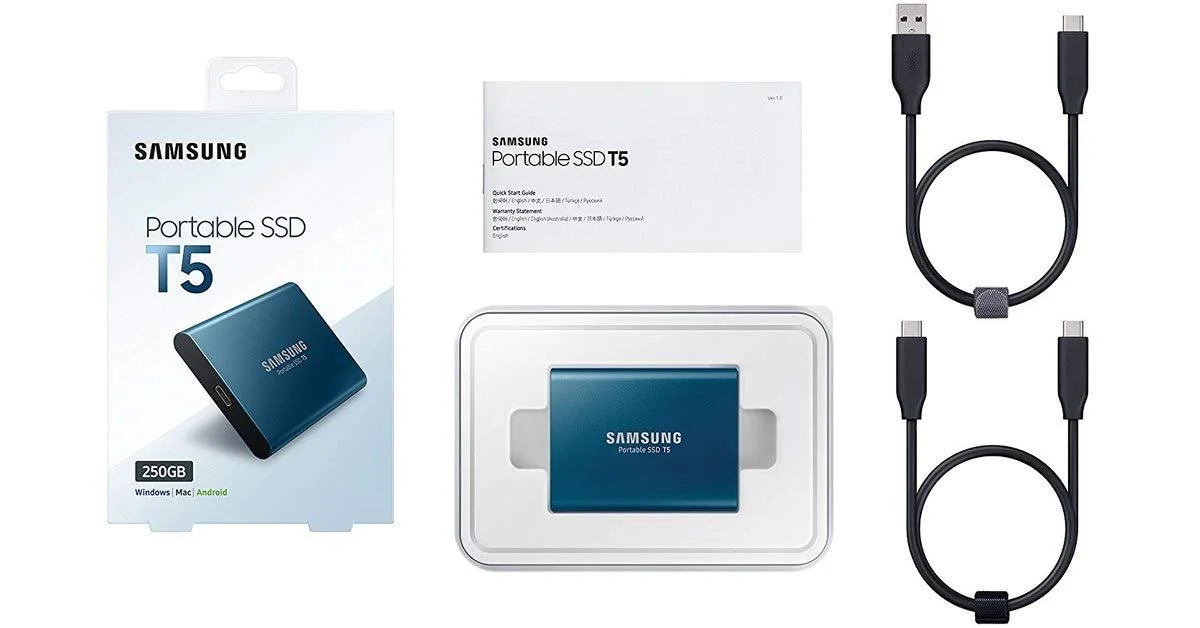 Портативный SSD Samsung T5 500 GB USB 3.1 до 540 MB/s Ocean Blue, фото №5