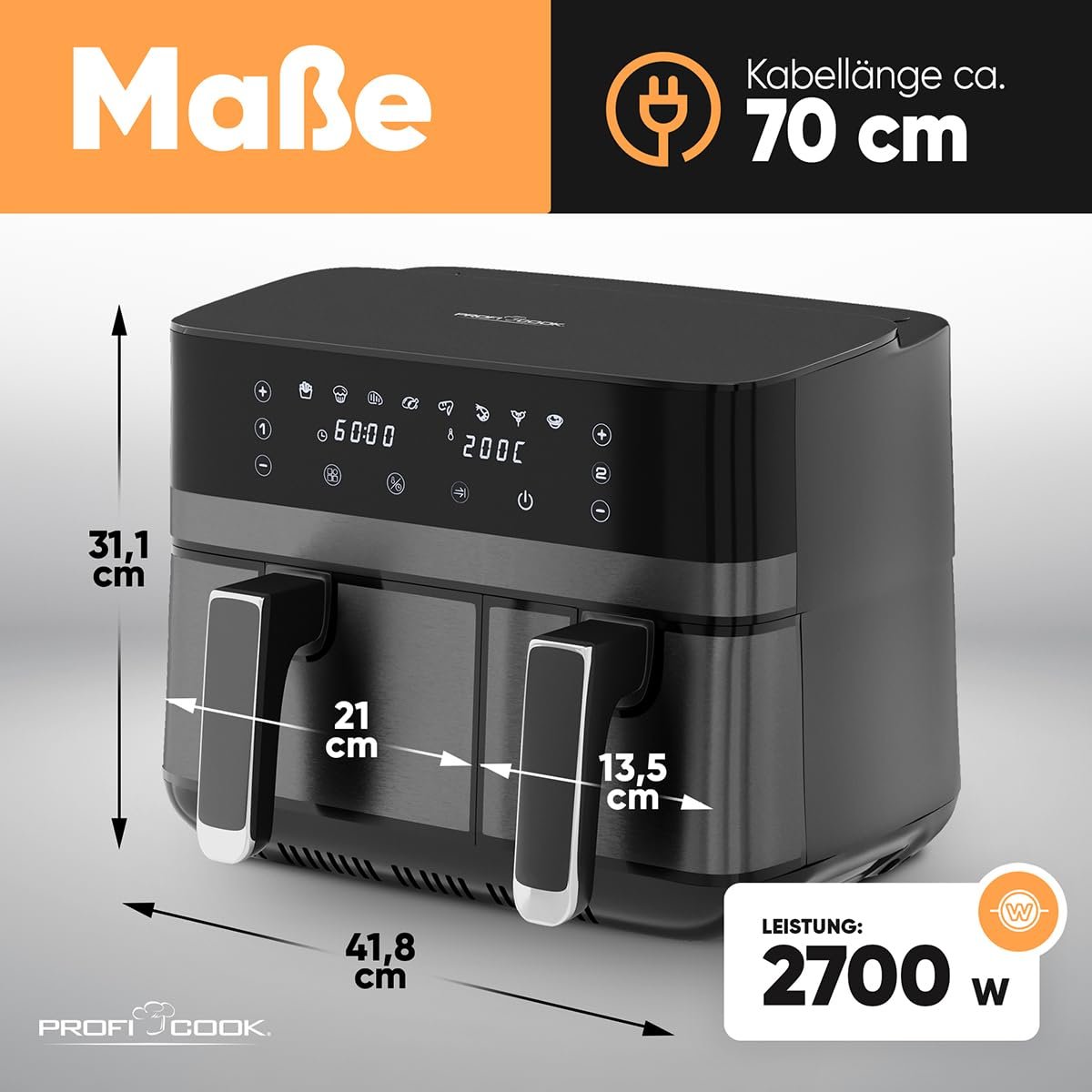 Мультипечь ProfiCook PC FR 1295 H 9 Litres с двумя камерами, фото №7