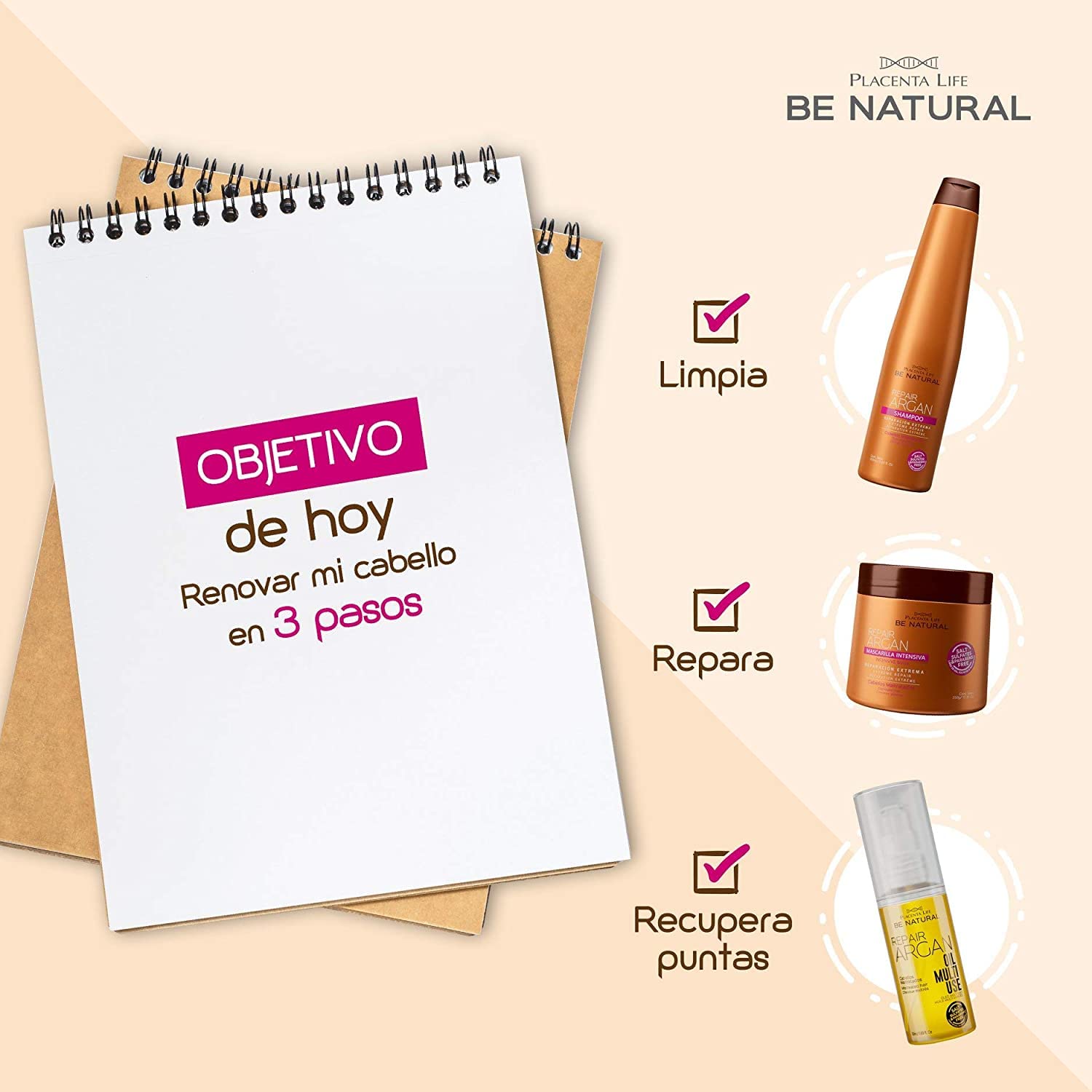 Шампунь Plife Be Natural Repair Argan 1L, фото №3