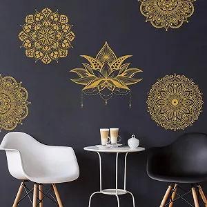 Настінна наклейка Runtoo Мандала Лотос Золотистий synthetic.ua - Фото 1