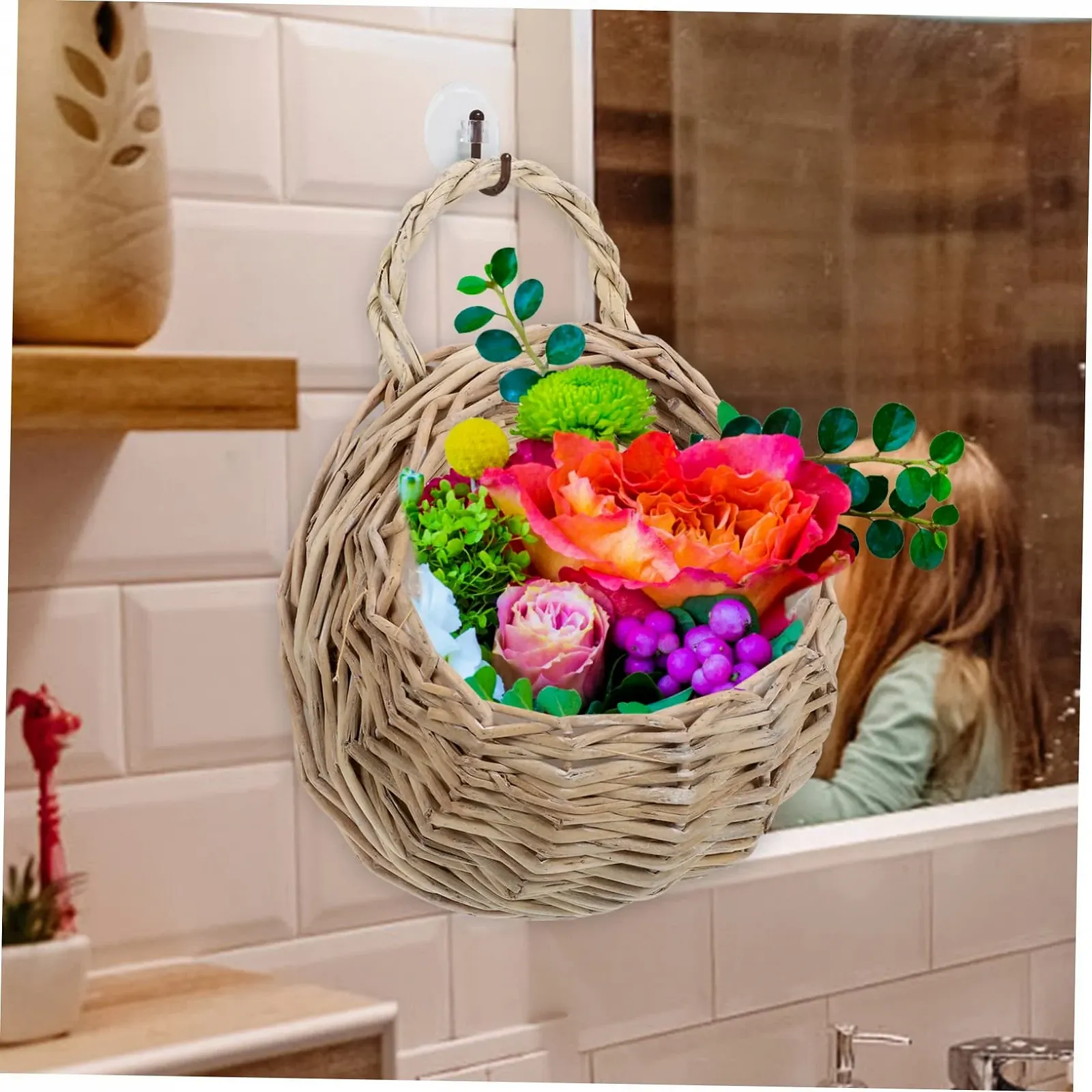 Підвісні кашпо VICASKY 2 шт. кошики рустикальні 18 см для вітальні та передпокою плетені, фото №5 Підвісні кашпо VICASKY 2 шт. кошики рустикальні 18 см для вітальні та передпокою плетені, фото №5