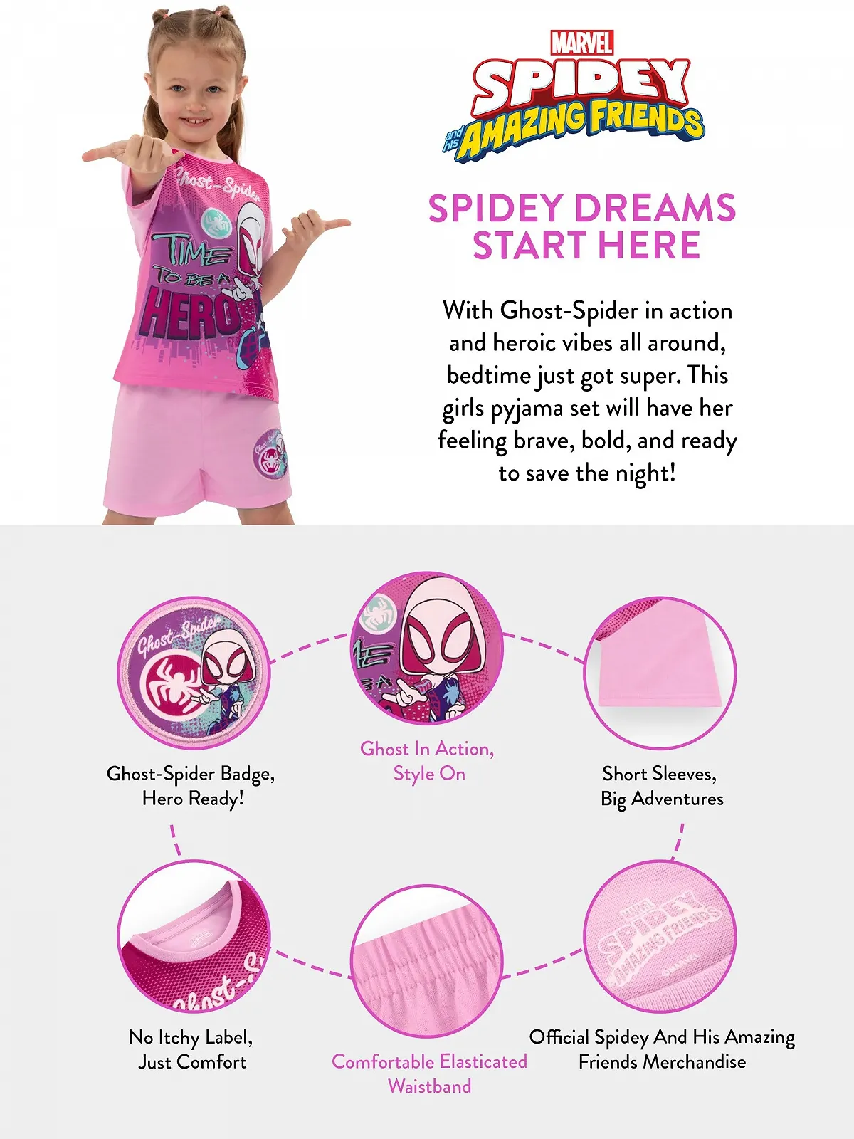 Піжама Marvel Spidey and His Amazing Friends Ghost Spider для дівчат, фото №6 Піжама Marvel Spidey and His Amazing Friends Ghost Spider для дівчат, фото №6