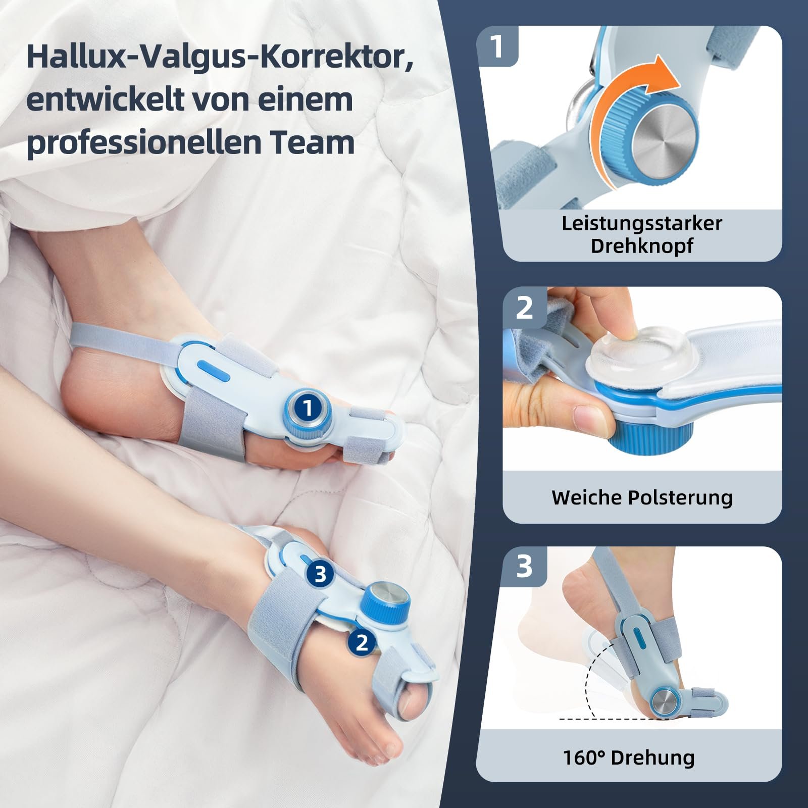 Шина Hallux Valgus для корекції великого пальця стопи з 3 різними кутами кріплення, фото №6