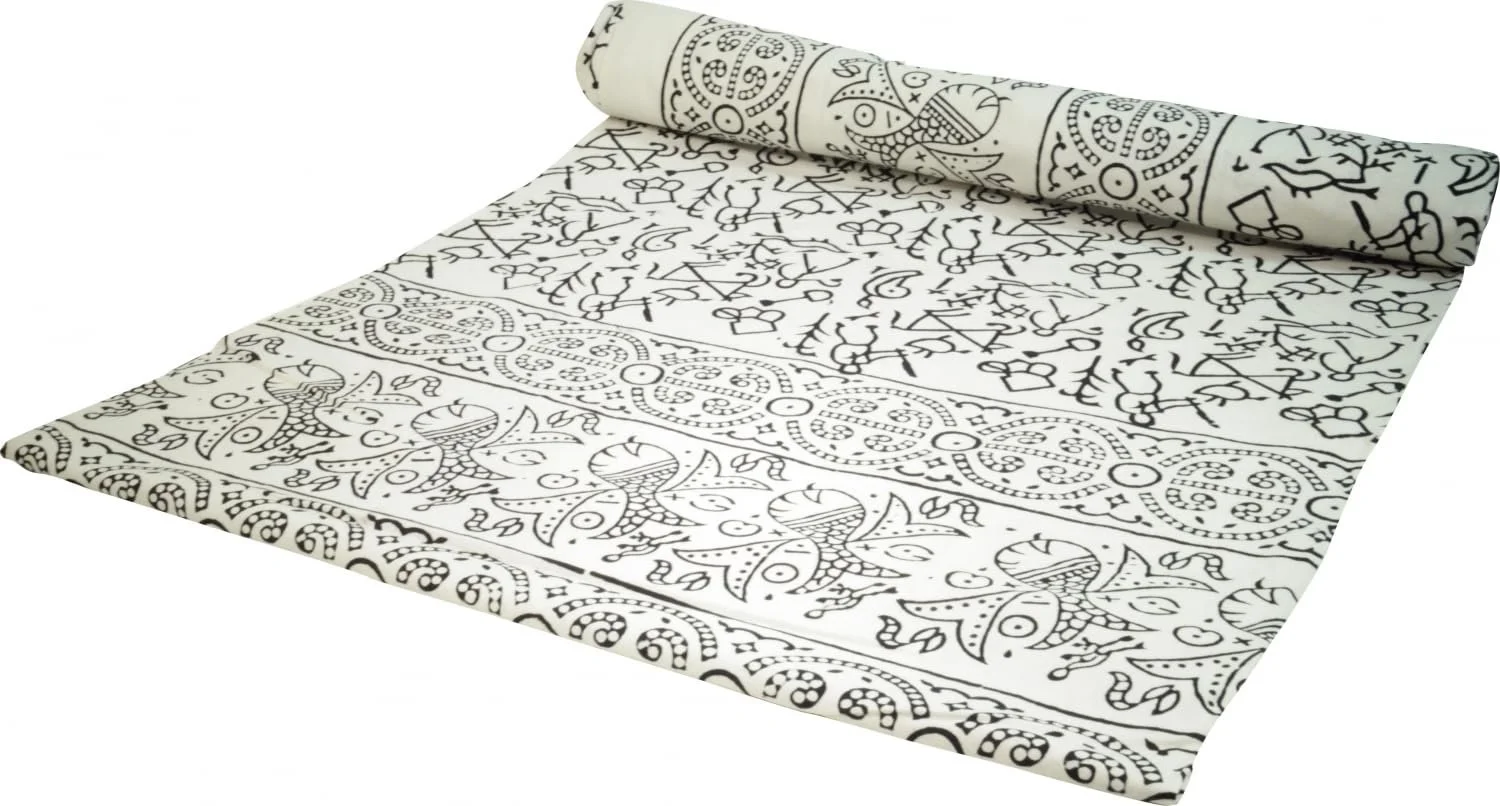 Покрывало Блок-принт GURU SHOP Ткань для кровати и дивана Ручная работа Настенное покрытие Дизайн 6 Хлопок Двуспальное 225 x 275 см, фото №1