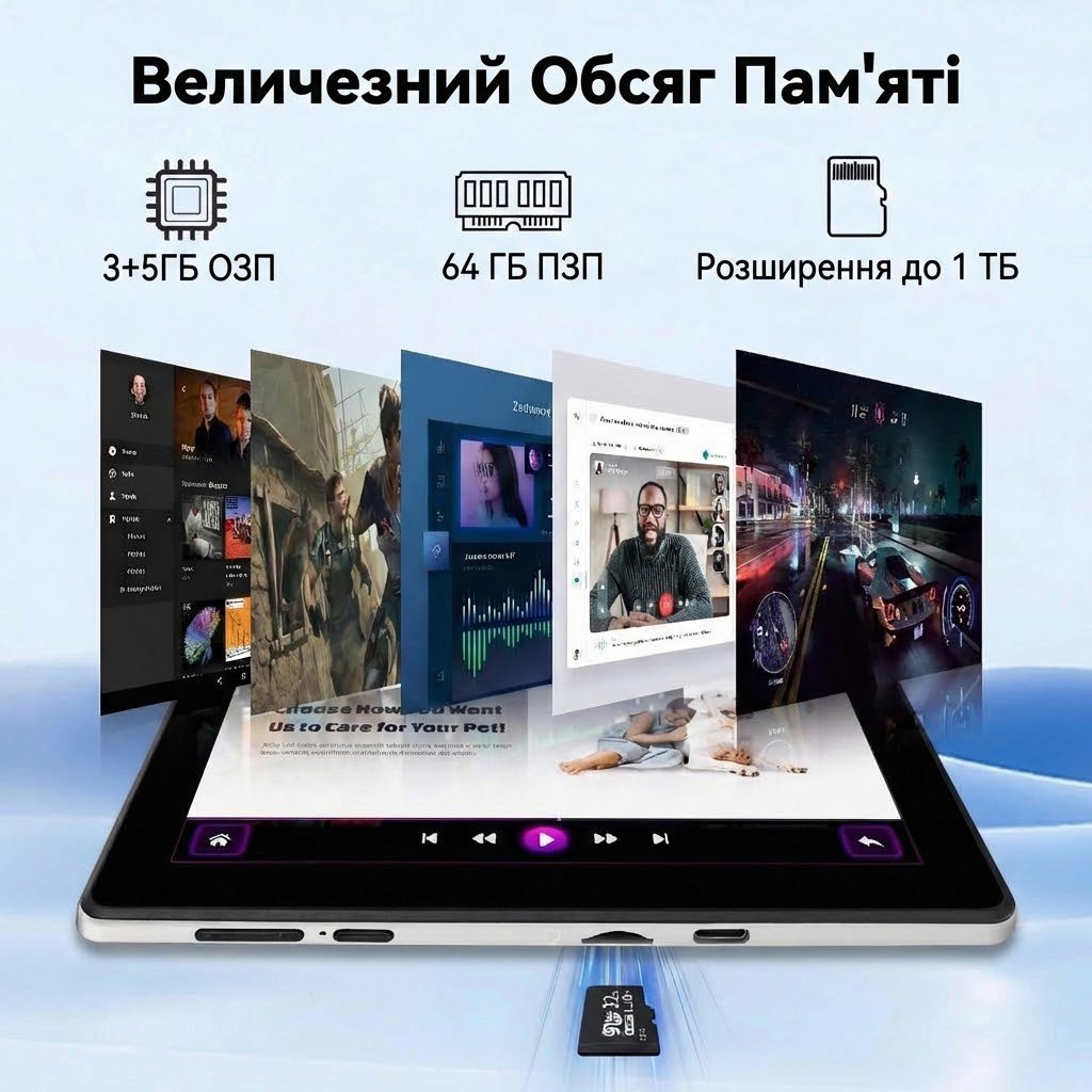Планшет 10" Yicty Tablet 10 3+5/64GB 8 ядер Android 14 Белый, фото №5