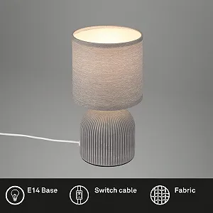 Настольная лампа BRILONER с тканевым абажуром керамическое основание 15 x 28 см серая synthetic.ua - Фото 1