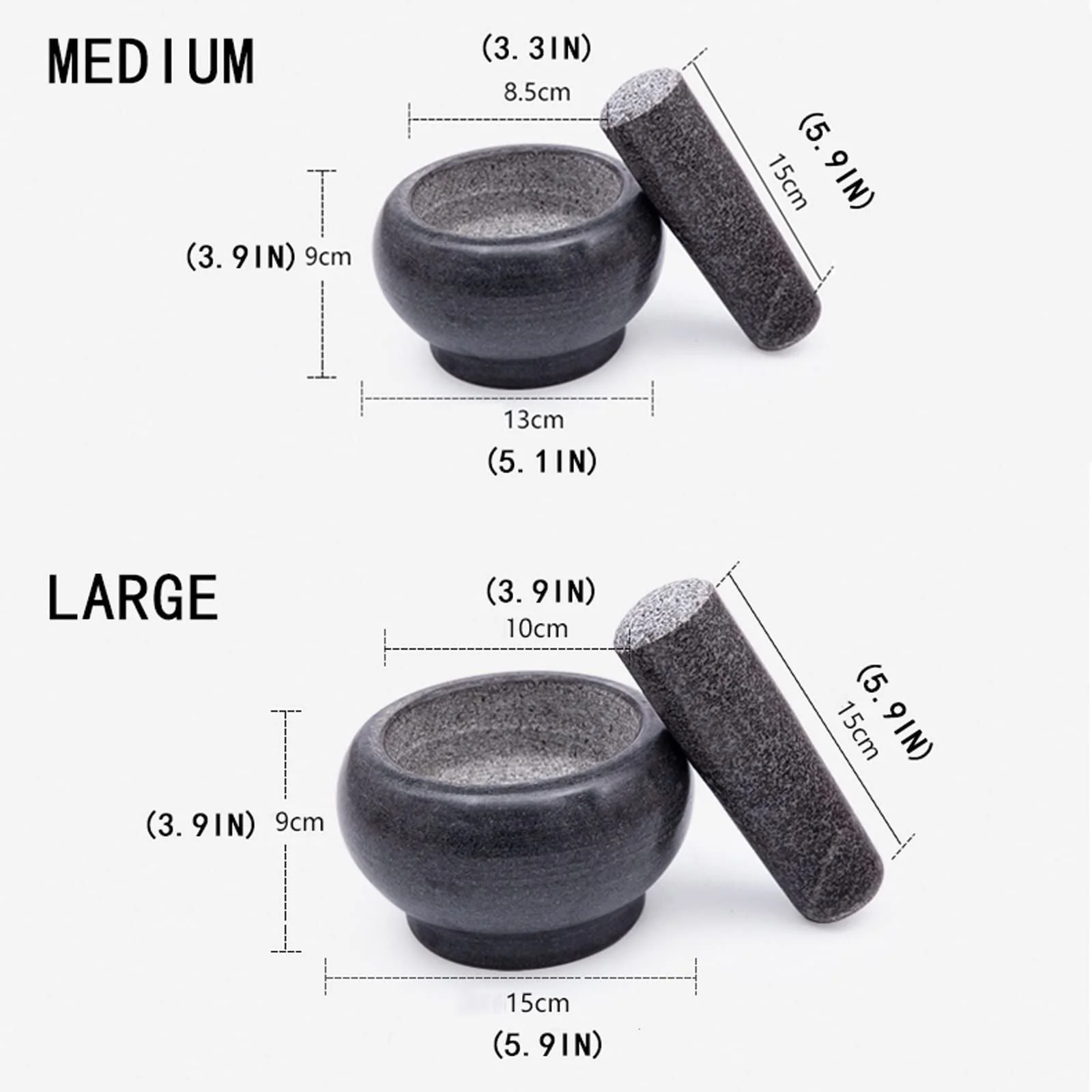 Ступка с пестиком из натурального камня, большая, фото №2