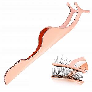 Щипці Sibba Eyelash Tweezers Applicator з нержавіючої сталі з вигнутим кінцем Fishtail для накладних вій кліп для нанесення та зняття щипців (1 x Рожеве золото) - Фото 1