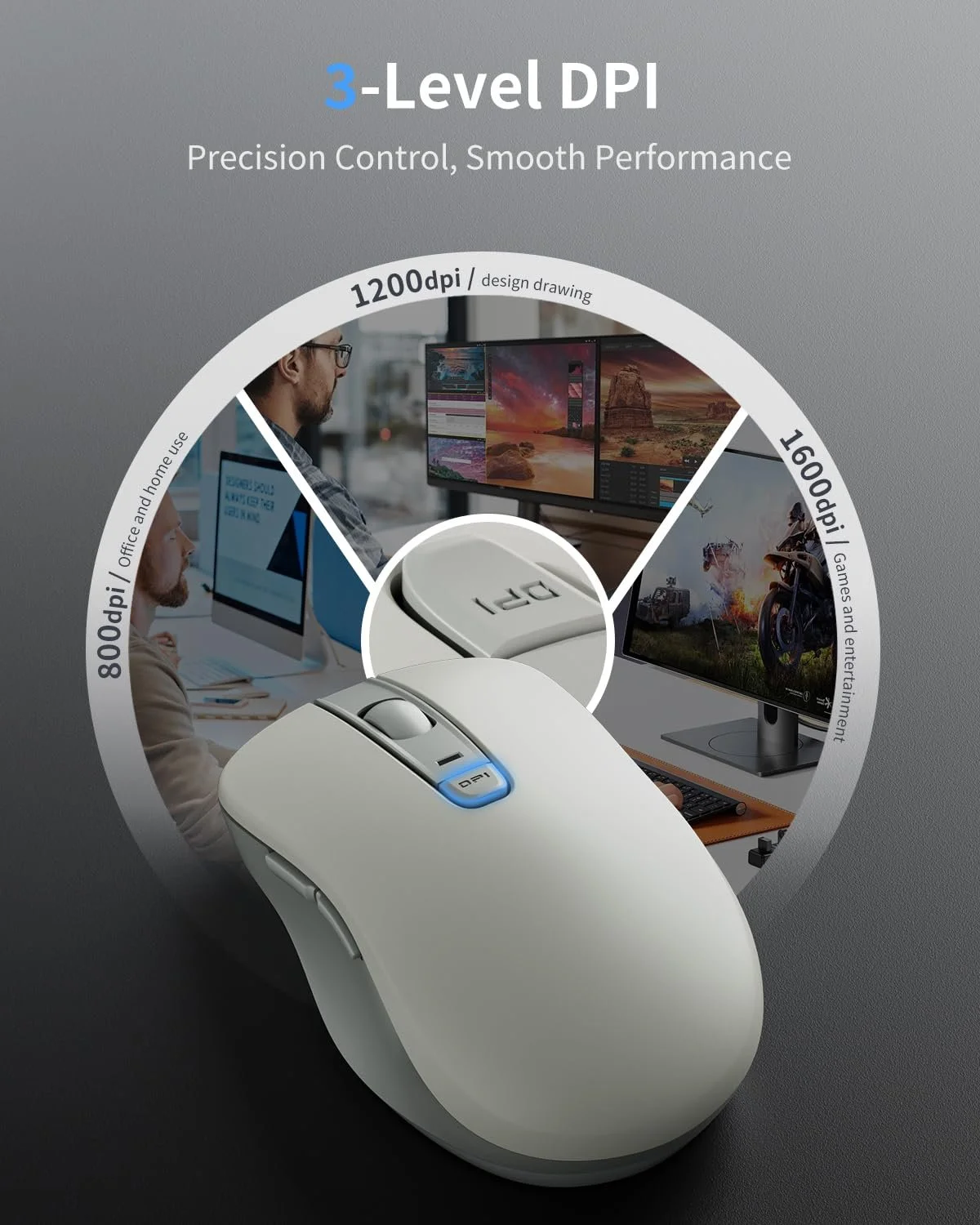 Мышь Беспроводная Lenovo WL300 Bluetooth с тихими нажатиями, 3 регулируемых DPI, фото №4