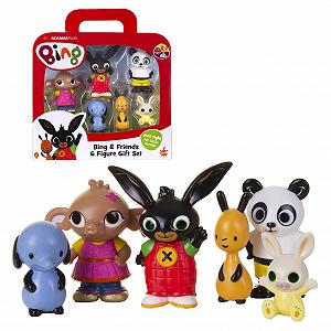 Набор фигурок Giochi Preziosi Bing из 6 штук, Bing, Flop, Sula, Amma, Pando и Padget, разноцветные детали и размеры в масштабе, Bing 8 см высотой - Фото 1