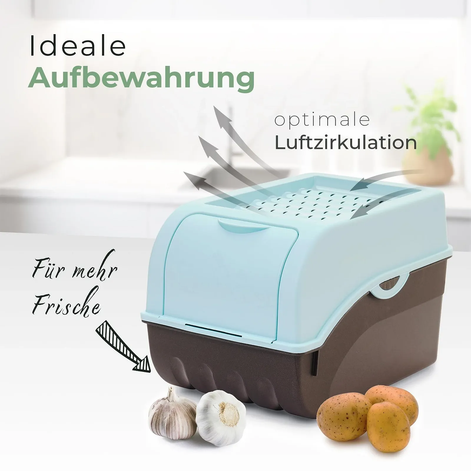 Контейнер для овочів Novaliv Potato Storage 3.5 л - 9 л Turquoise, фото №2