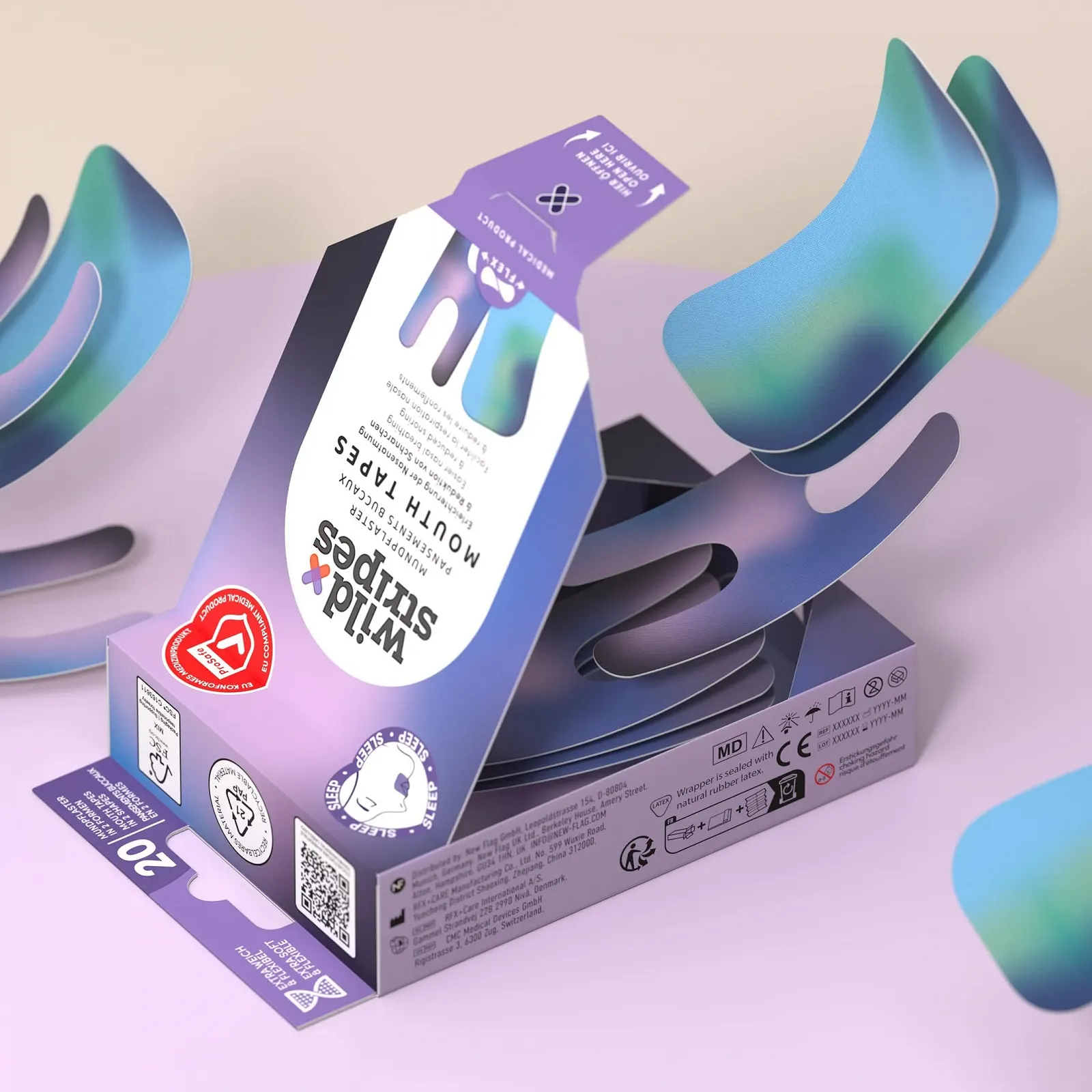 Полоски на рот Wild Stripes Sunset пластыри для рта для лучшего дыхания носом и спокойного сна., фото №4