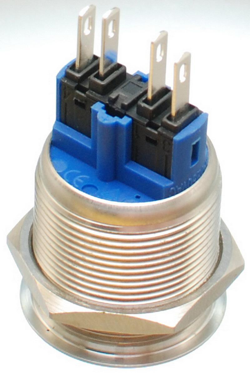 Кнопка антивандальна VJ Parts d25mm стрижка 22mm h35mm 2 положення 4 контакту, фото №2