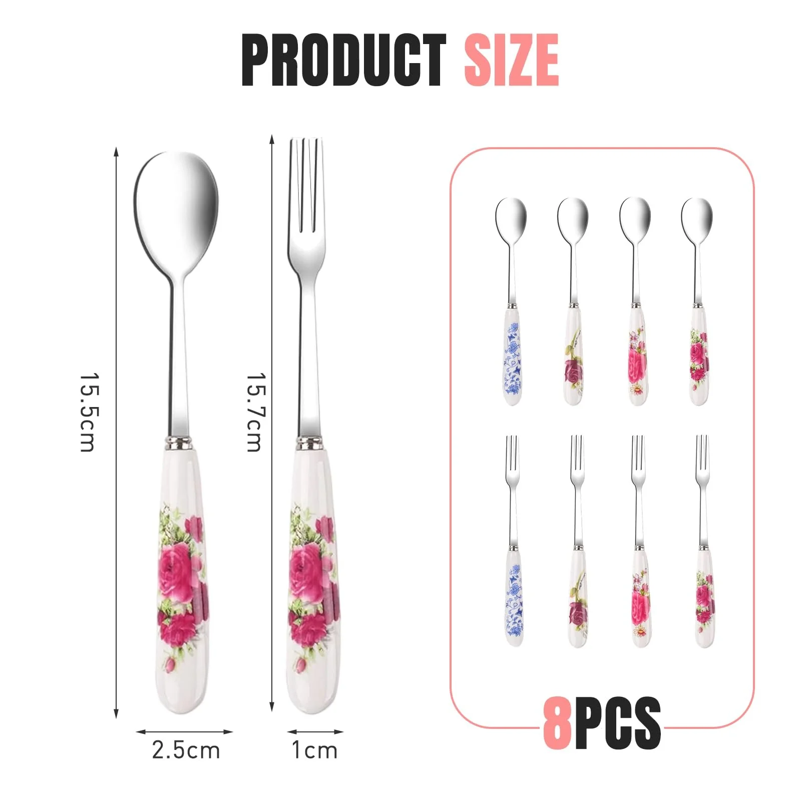 Набір виделок і ложок Квітковий візерунок, фото №3