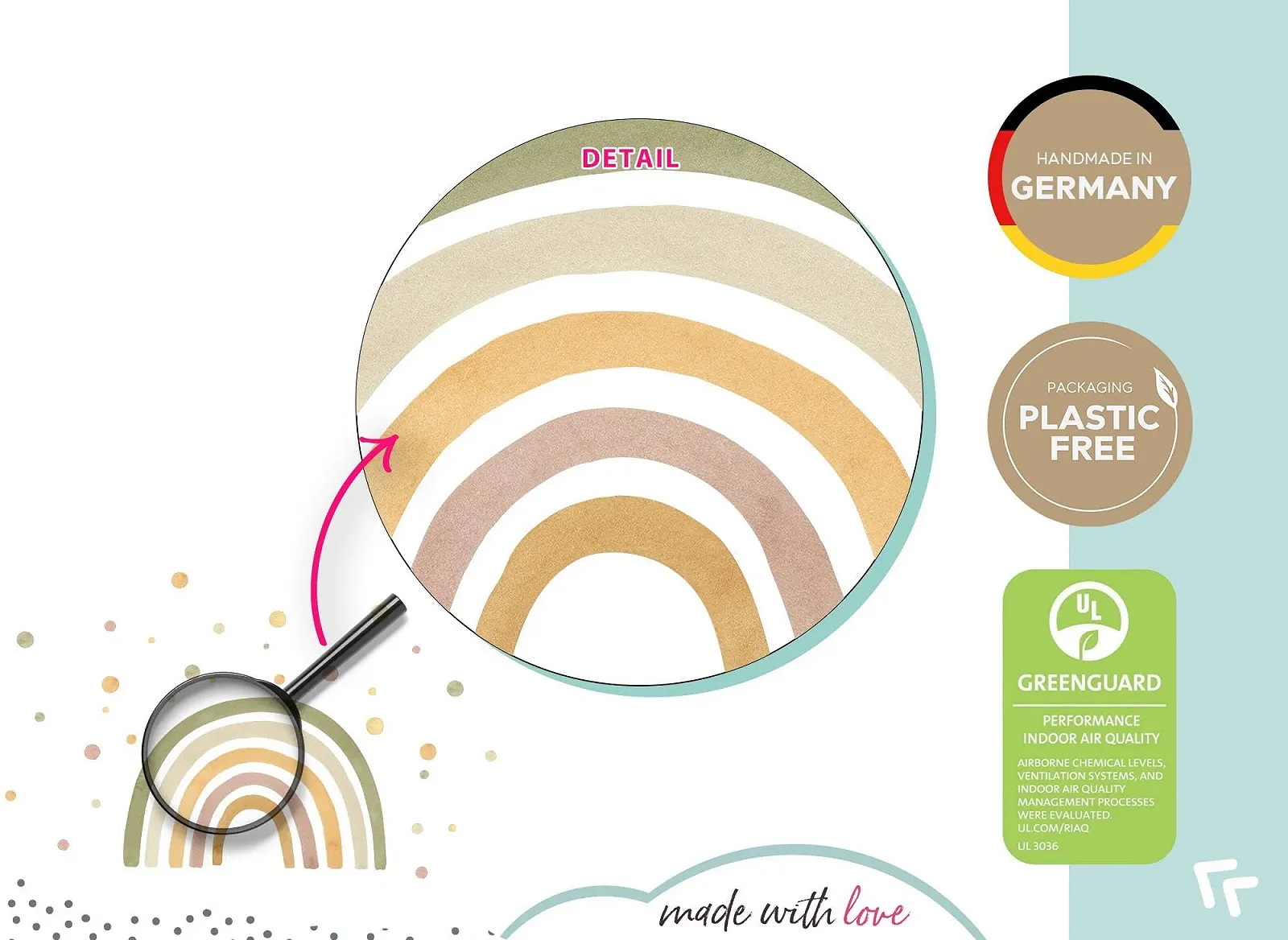 Наклейка на стену Little Deco DL5082 XL Rainbow with Dots Зеленый / Желтый, фото №5