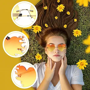 Сонцезахисні окуляри У формі полум'я, Набір 2 шт, Метал, помаранчевий synthetic.ua - Фото 1