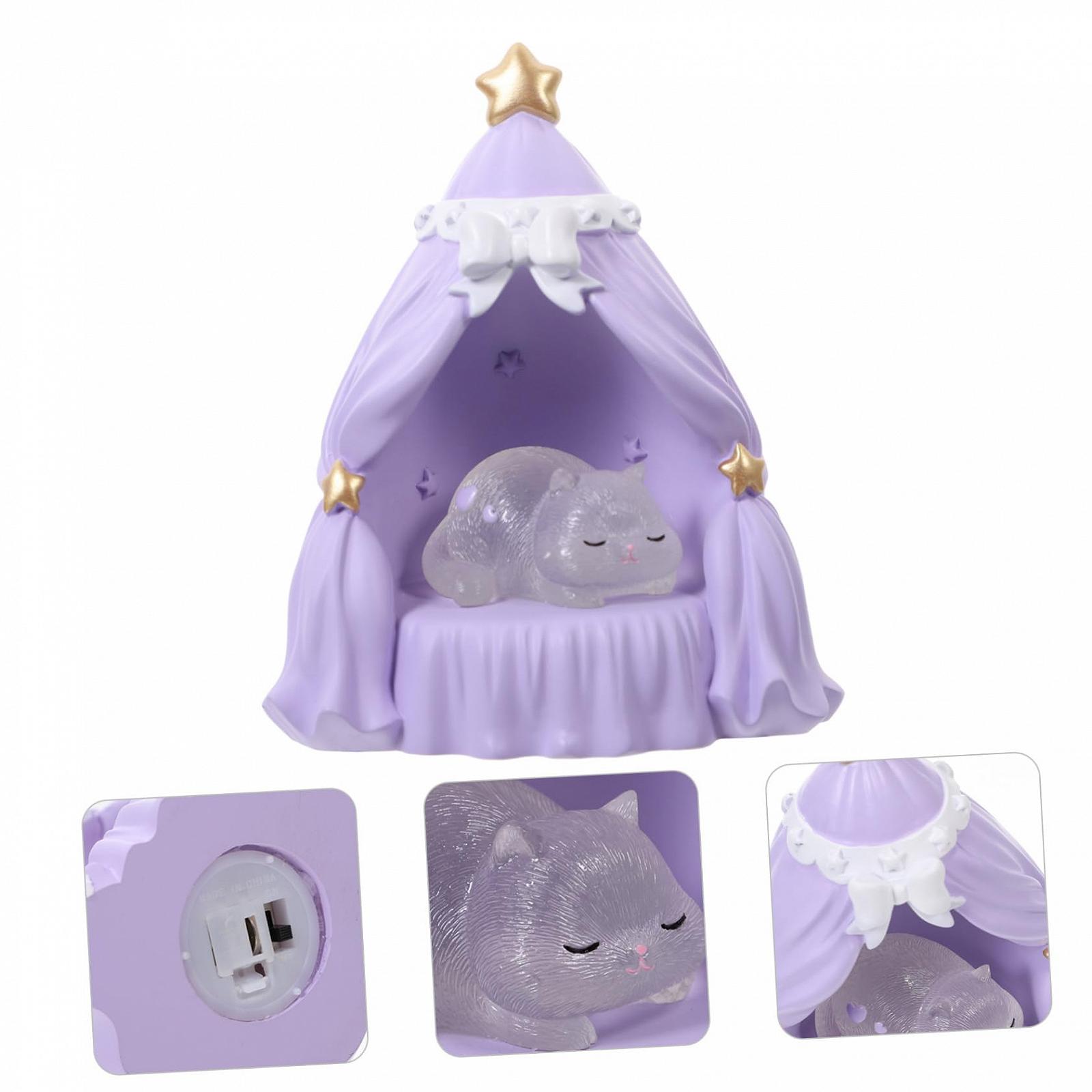 Настольная лампа AOKWAWALIY Katze Nachtlicht Kawaii в форме кошки ночник животное светодиодный светильник смена цветов кристалл декоративный свет фиолетовый, фото №6