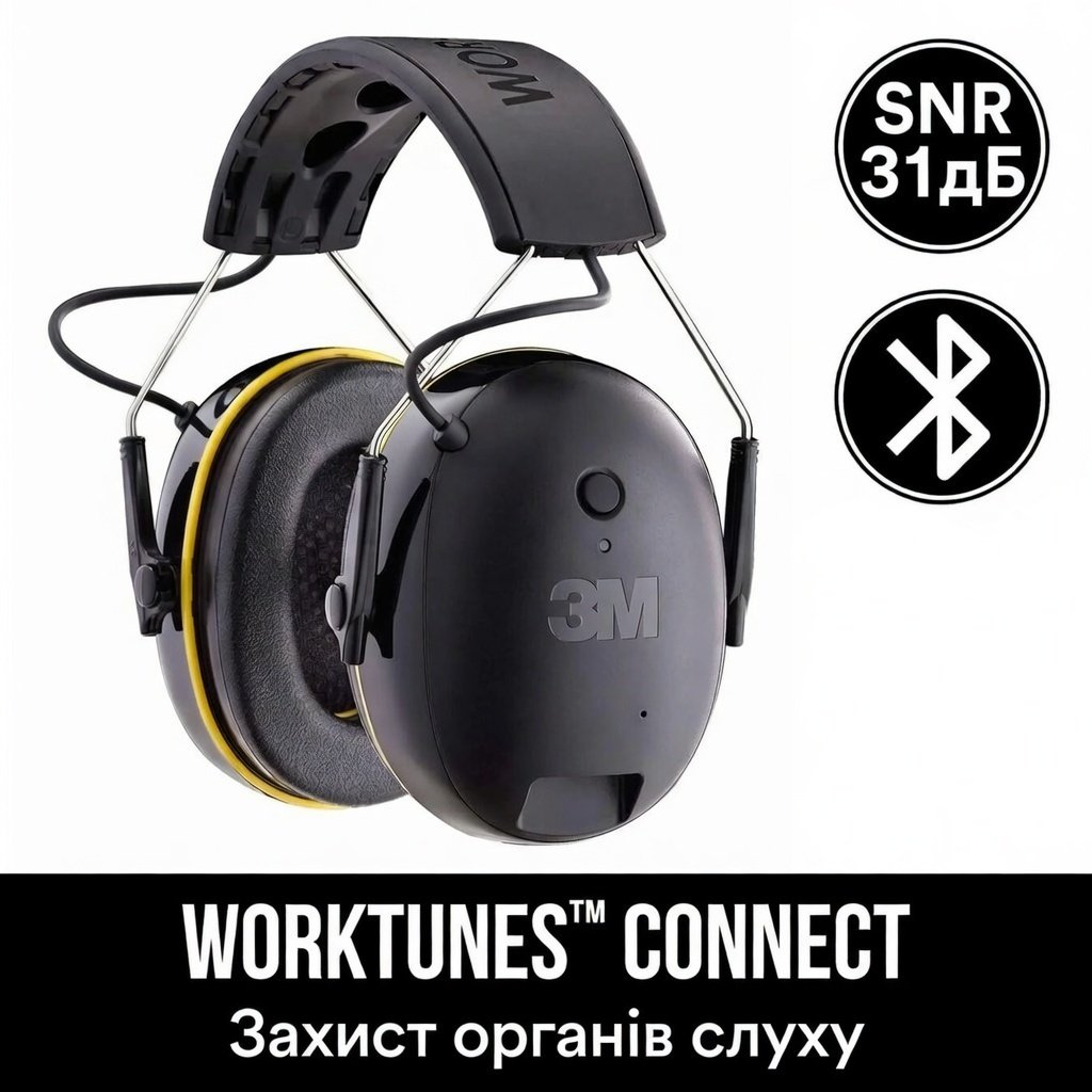 Протишумні навушники 3M WorkTunes Connect 90543 / Bluetooth / До 30 годин роботи / Чорні, фото №2