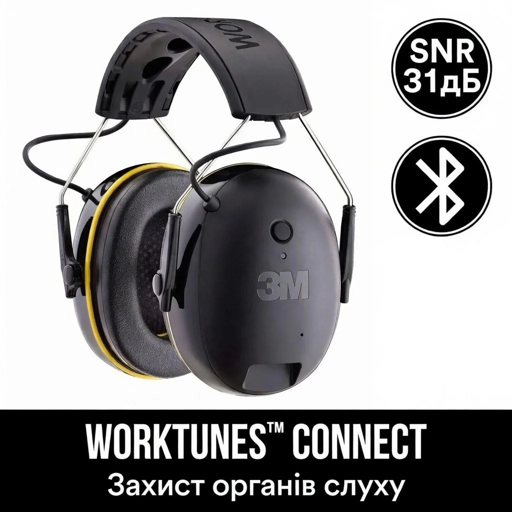 Протишумні навушники 3M WorkTunes Connect 90543 / Bluetooth / До 30 годин роботи / Чорні, фото №2