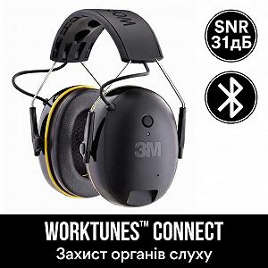 Протишумні навушники 3M WorkTunes Connect 90543 / Bluetooth / До 30 годин роботи / Чорні synthetic.ua - Фото 1