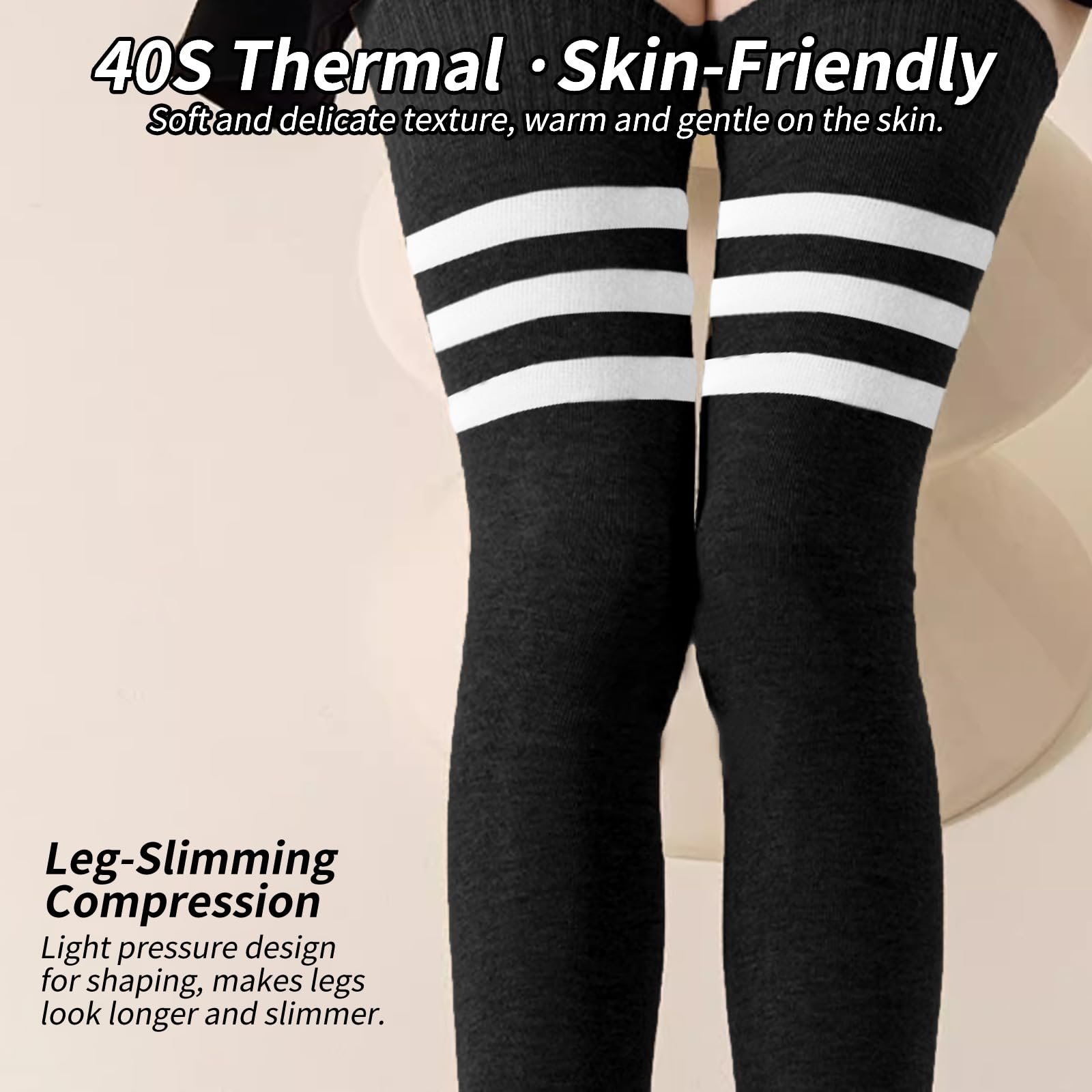 Комплект гольфов выше колена в полоску, 3 пары, фото №5