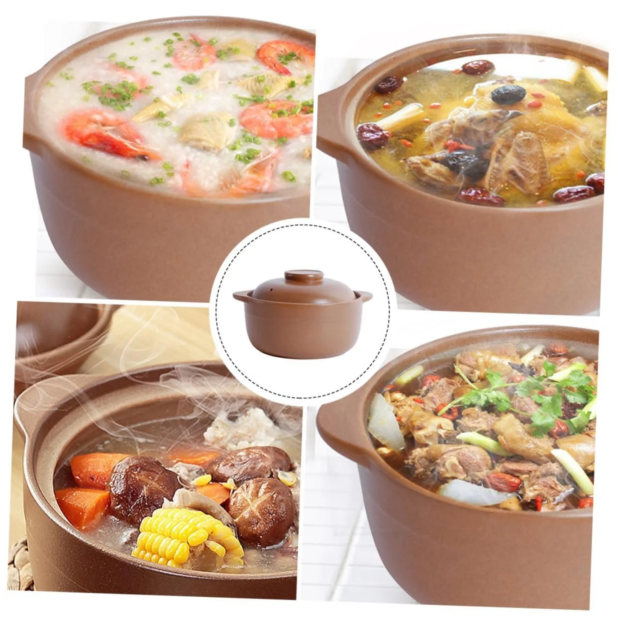 Каструля керамічна з кришкою термостійка для газових плит, фото №2