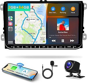 Штатная автомагнитола Hikity HIKA3041A4MI2-3EU для VW Golf Caddy PoLo Seat Skoda / 9" / Сенсорная / 2/64Гб / Android 12 / Apple CarPlay / Android Auto / Bluetooth / WI-FI / GPS / FM / USB - Фото 1