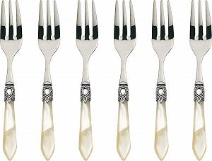 Вилки для торта Bugatti Oxford OXBAM-N3217, набор 6 шт Сталь/ABS, 21 x 18 x 3 см Цвет слоновой кости - Фото 1