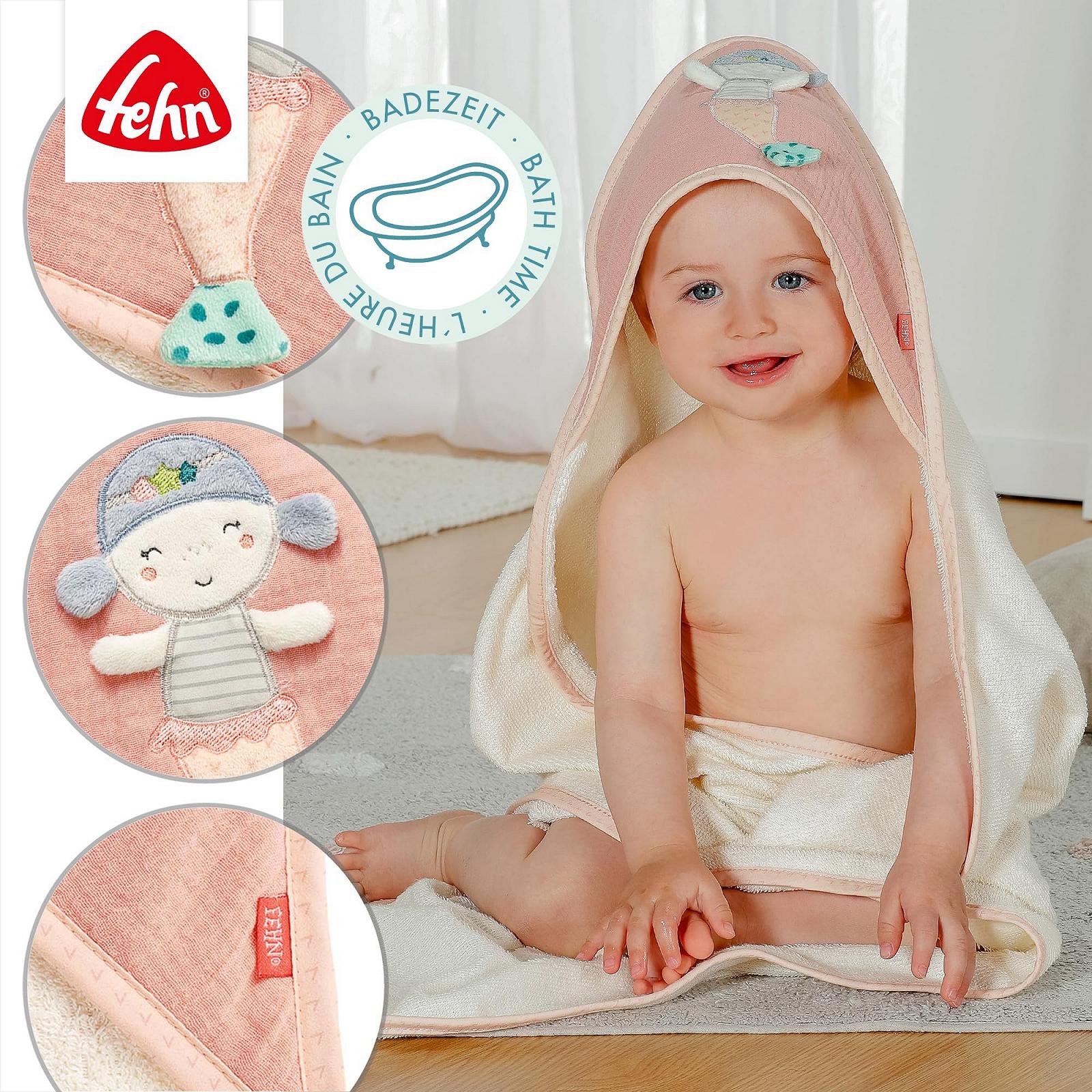 Полотенце для ванны Fehn Baby Mermaid с капюшоном 80 x 80 см розовый, фото №3