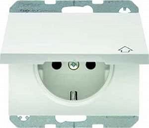 Розетка SCHUKO Berker K.1 47517109 с откидной крышкой и защитой контактов полярно-белая глянцевая - Фото 1