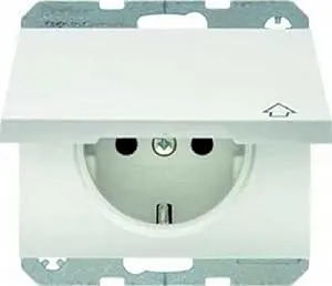 Розетка SCHUKO Berker K.1 47517109 с откидной крышкой и защитой контактов полярно-белая глянцевая - Фото 1