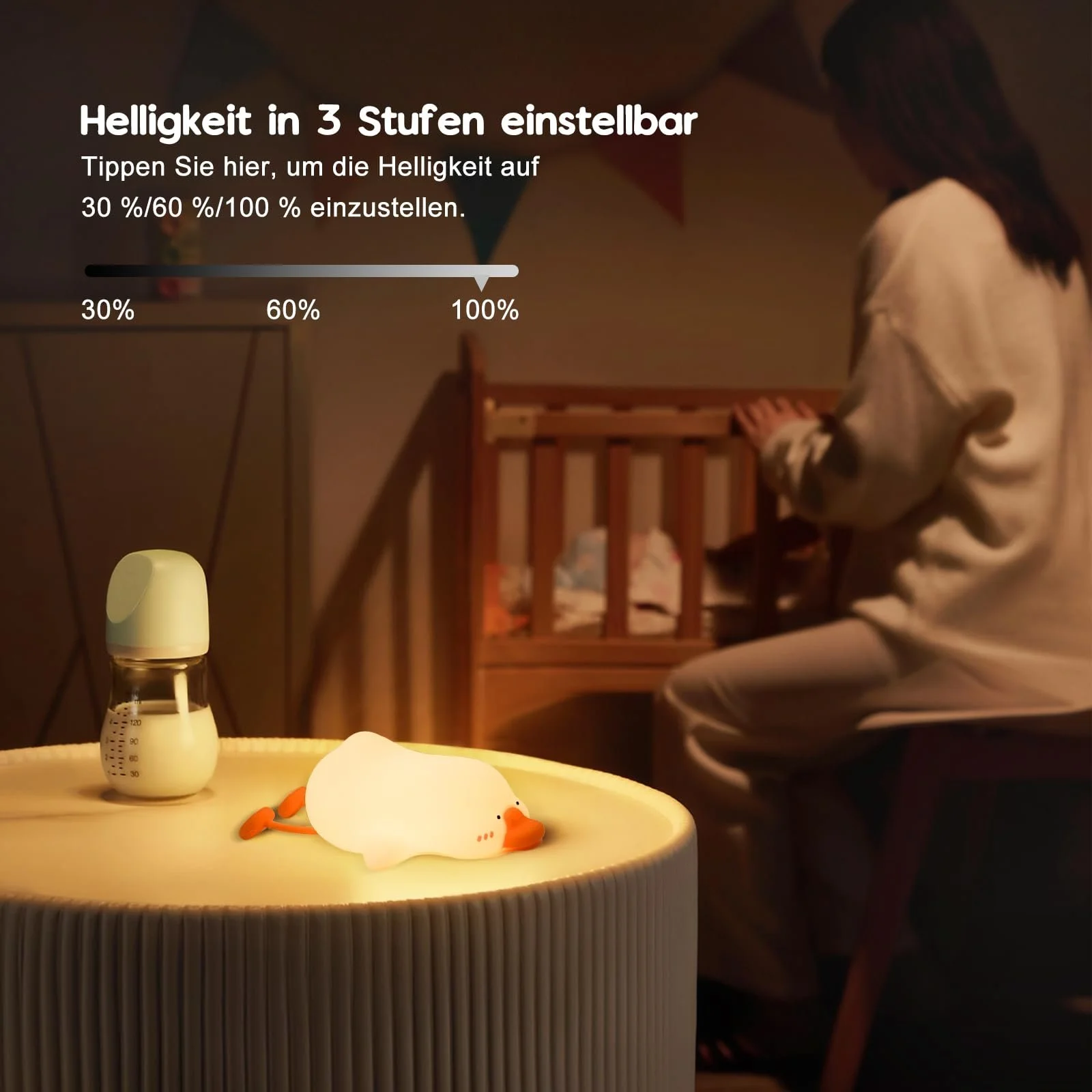 Нічник beek Гусак Силіконовий Акумуляторний Сенсорний LED з регулюванням яскравості Багатоколірний, фото №6