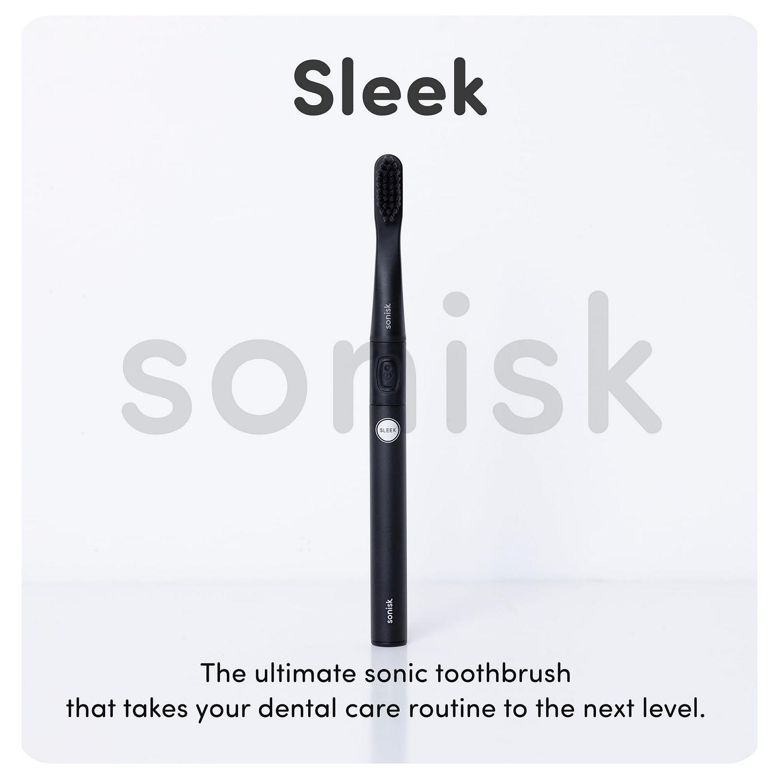 Зубная щетка электрическая Sonisk Sleek, 3 режима чистки, 2 насадки, матовый черный, фото №2