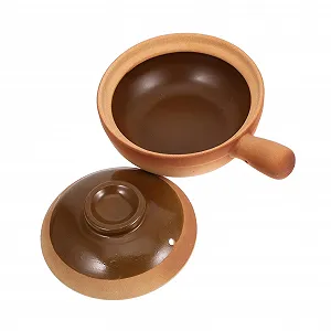 Горшок для запекания Gatuida традиционный керамический с крышкой и боковой ручкой - Фото 1