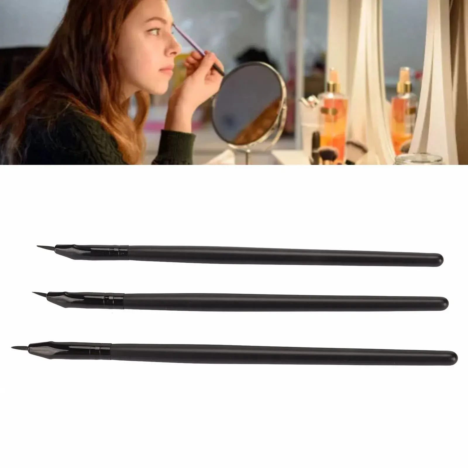 Набір пензлів для підводки очей 3 шт, Eye Define вигнутий ультратонкий кутовий, фото №5