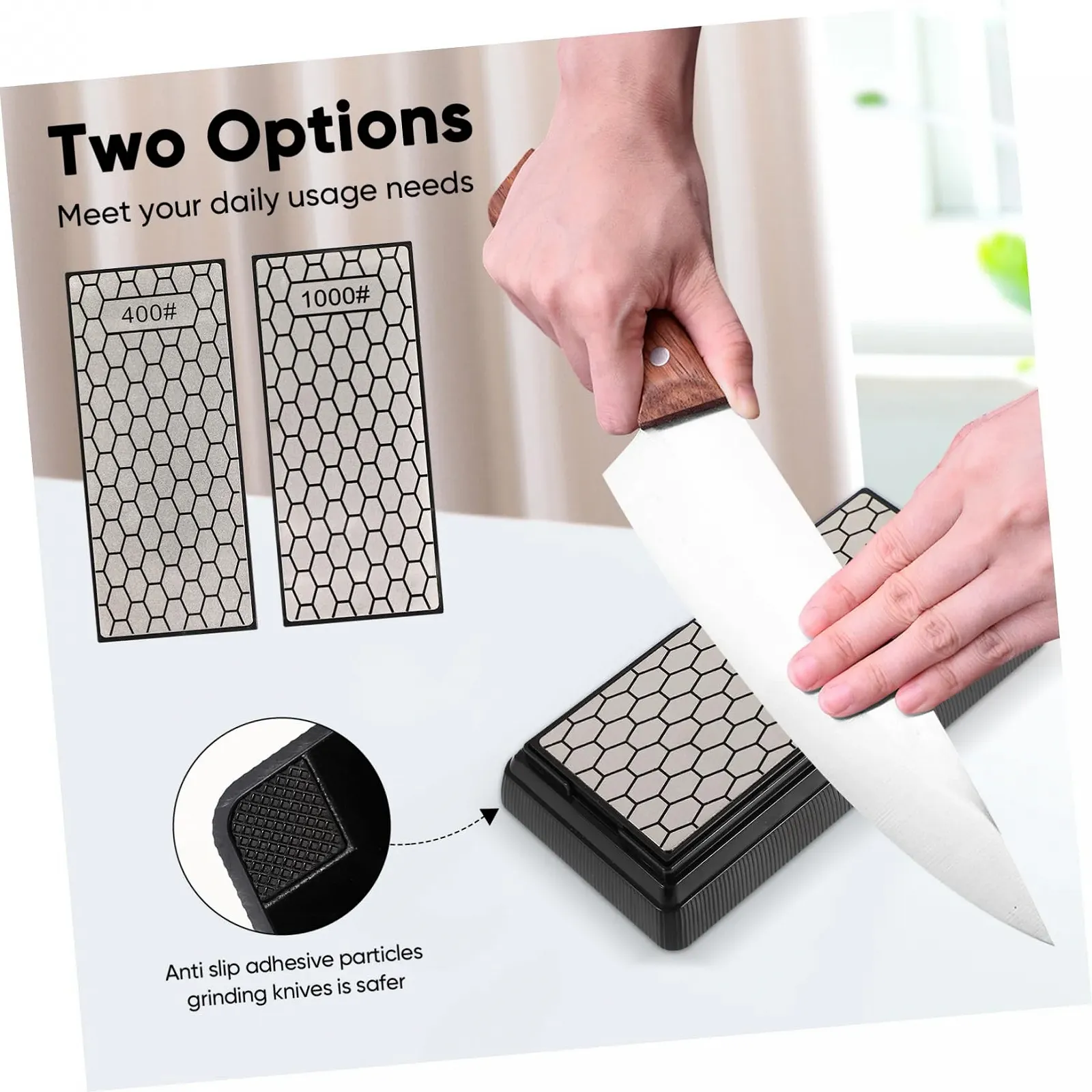 Алмазне точило для ножів Double-Sided 400/1000 Grit з підставкою, фото №4