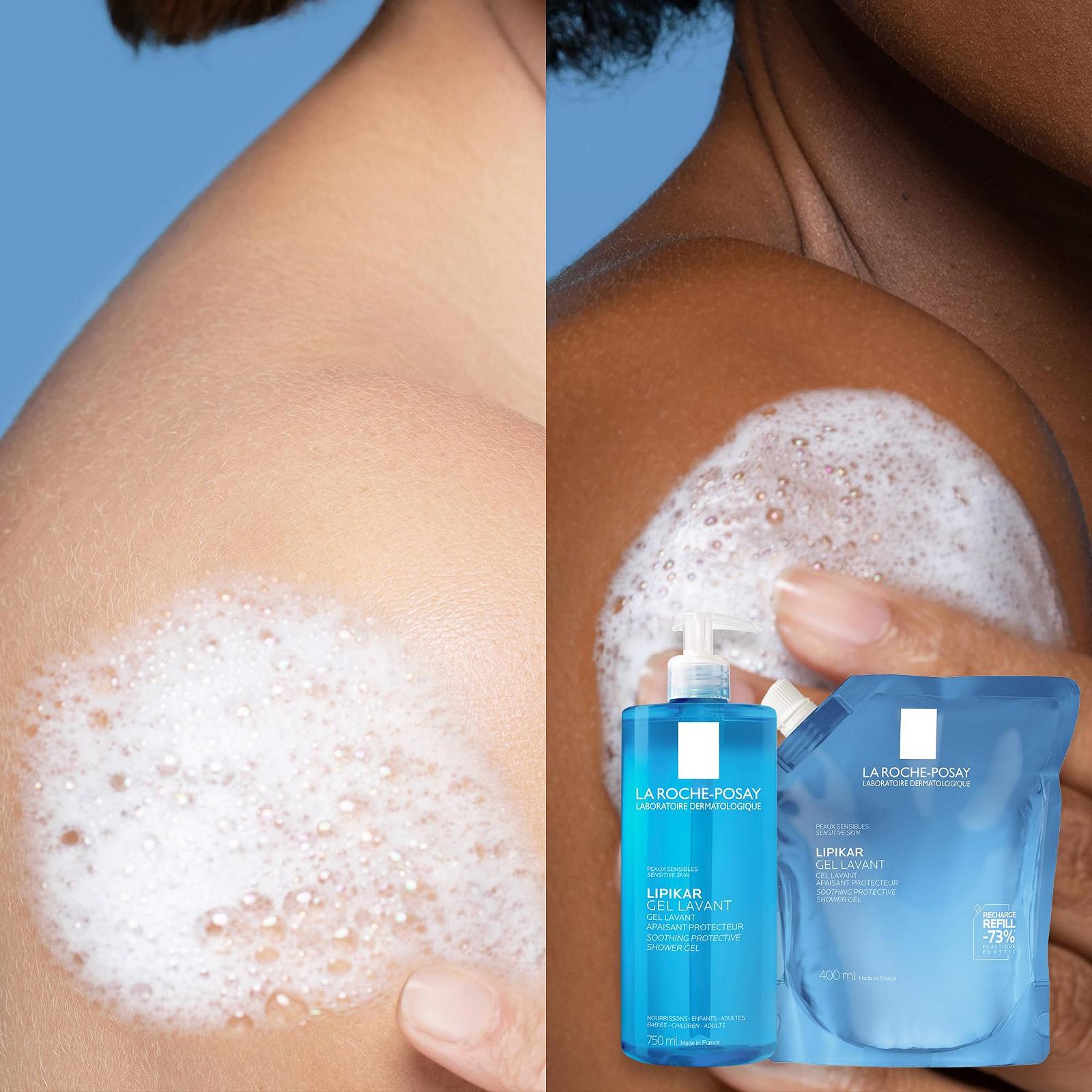 Гель для душа La Roche Posay Lipikar Gel Lavant успокаивающий для сухой и чувствительной кожи с ниацинамидом запасной блок 400 мл, фото №5