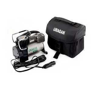 Компрессор автомобильный Uragan с автостопом 37л/мин-7атм, из метала и пластика серый черным 90135 - Фото 1