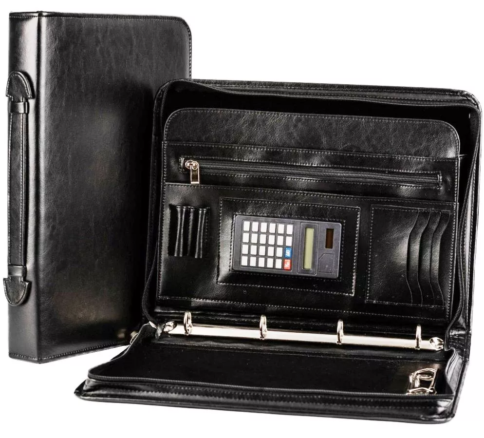 Деловая папка с калькулятором из эко кожи AMO SSBW04 чёрный, фото №1