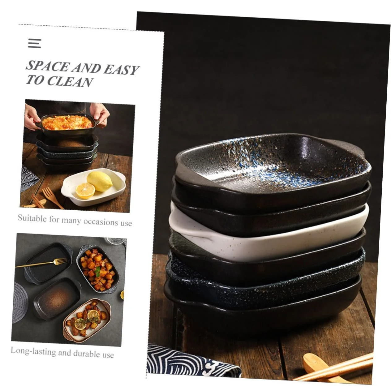 Форма для запекания Japanese керамическая с двумя ручками 0,5 л, фото №4