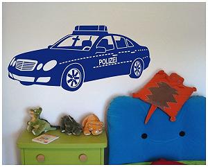 Наклейка на стену Samunshi® Polizeiauto Королевский синий 110 x 51 см synthetic.ua - Фото 1