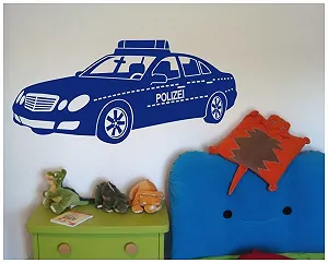 Наклейка на стіну Samunshi® Polizeiauto Королівський синій 110 x 51 см synthetic.ua - Фото 1