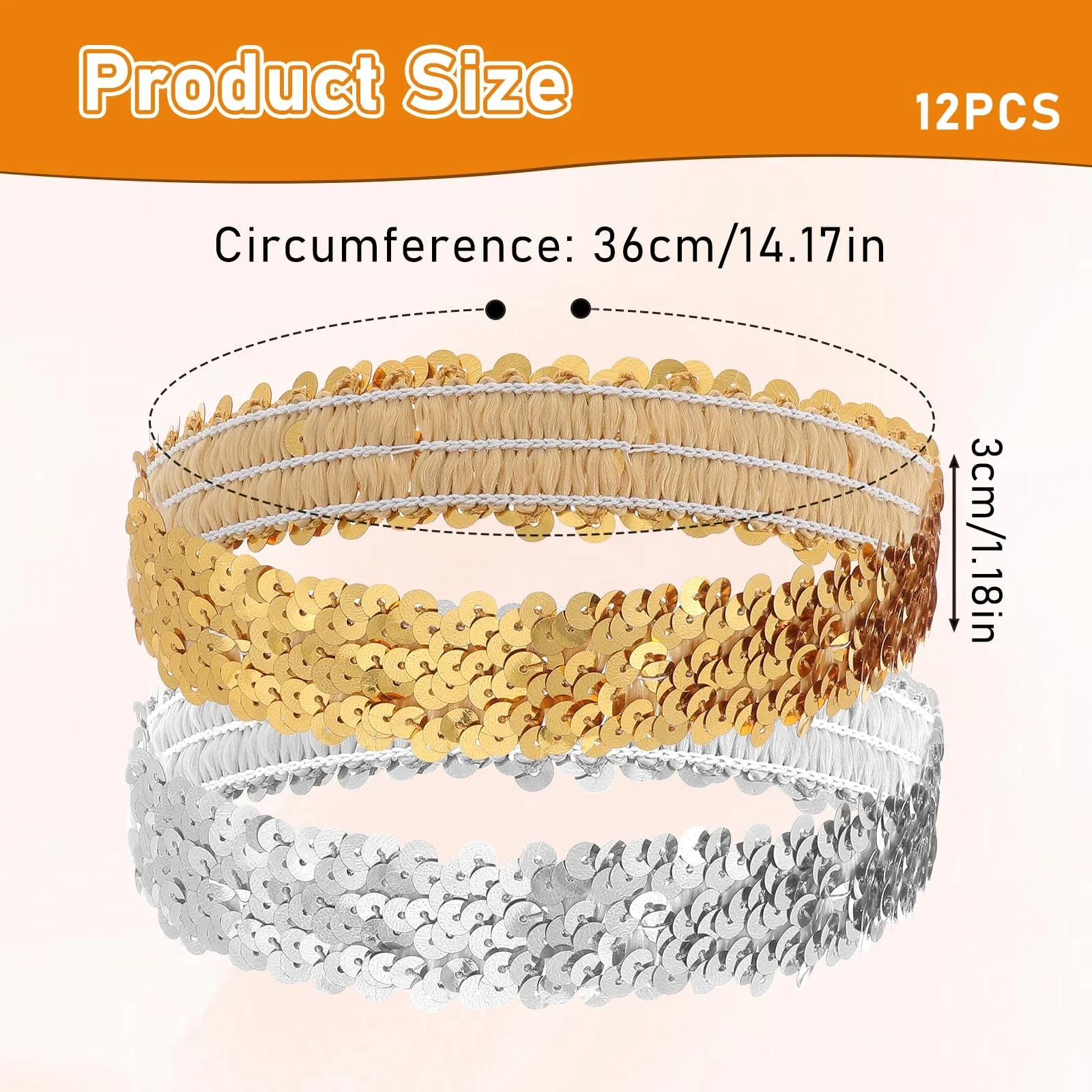 Обруч Блискітки для дівчат Набір 12 штук, фото №3