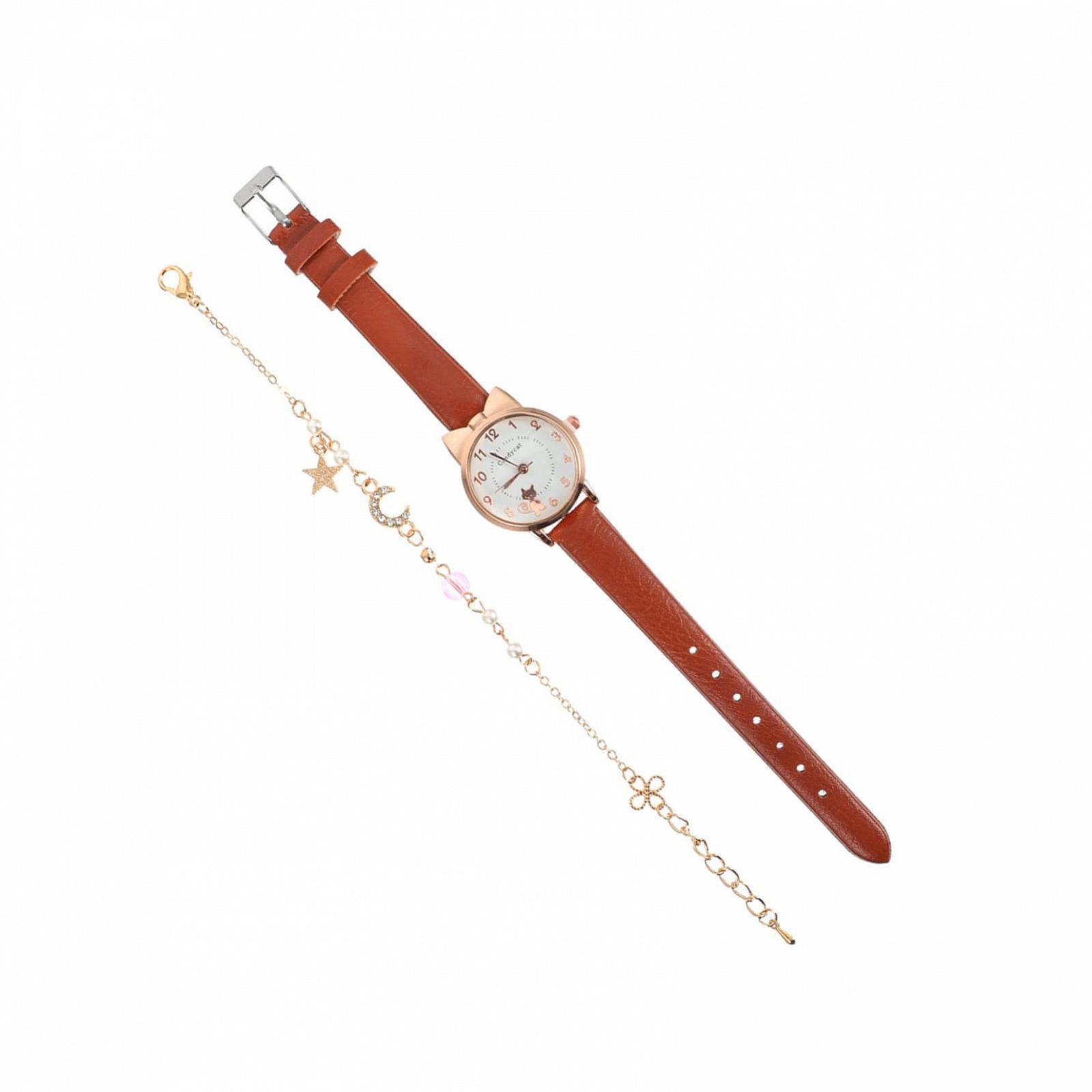 Набор: Кварцевые часы и браслет OATIPHO, элегантный дизайн со звездами и луной, фото №1