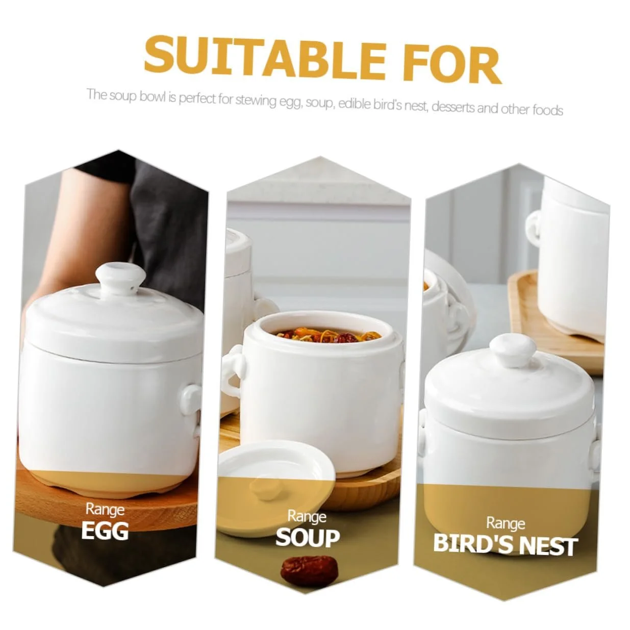 Кастрюля VALICLUD керамическая с крышкой для супа и приготовления на пару, фото №3