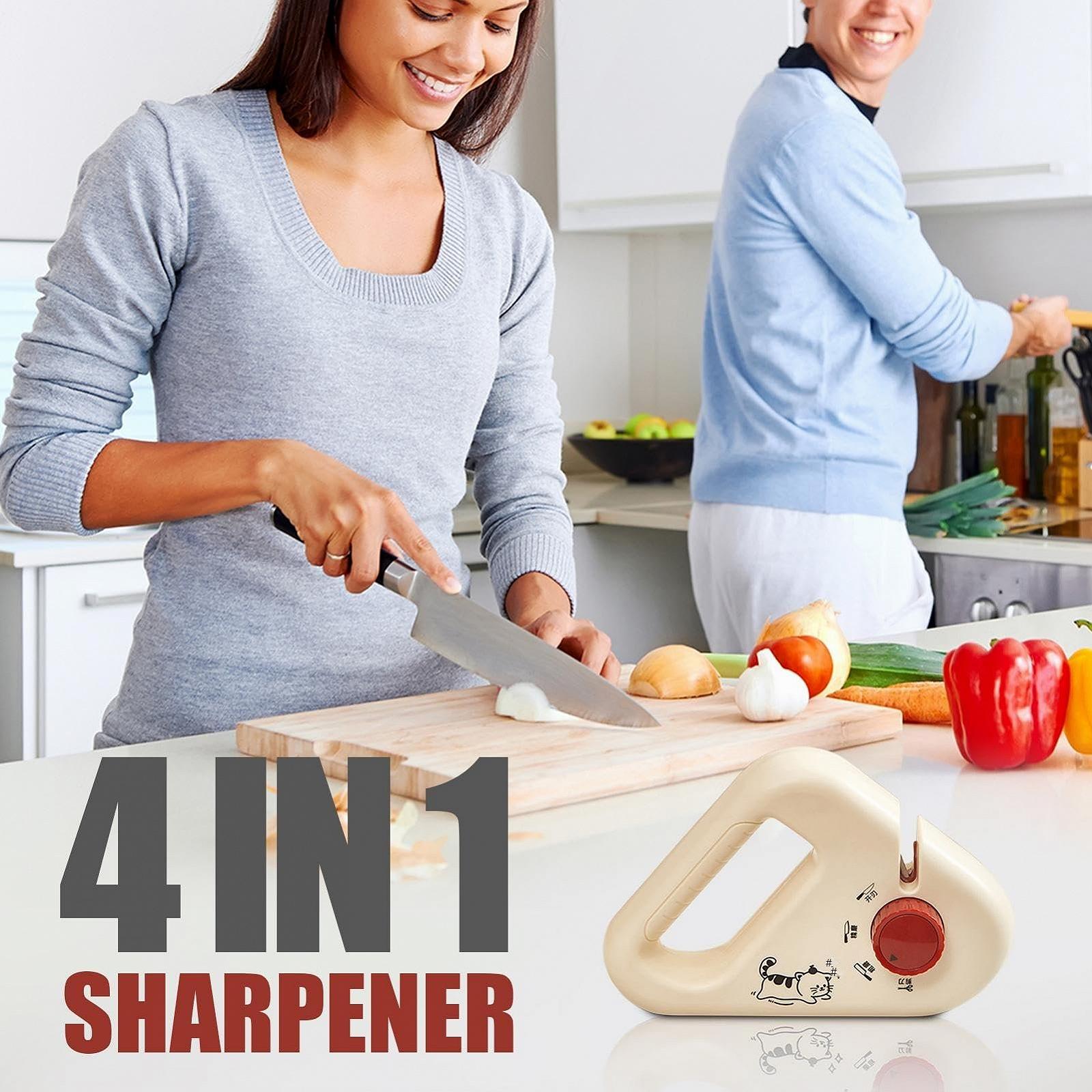 Точилка для ножей ручная с точильным камнем для быстрой полировки кухонных приборов, фото №3