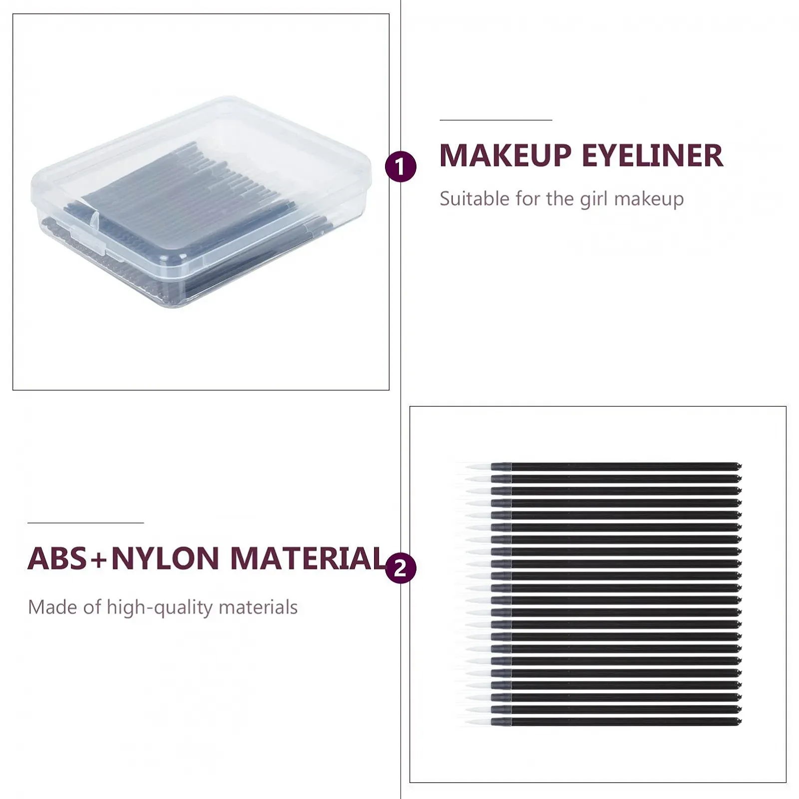 Кисті для підводки очей Beaupretty 50 шт., фото №4