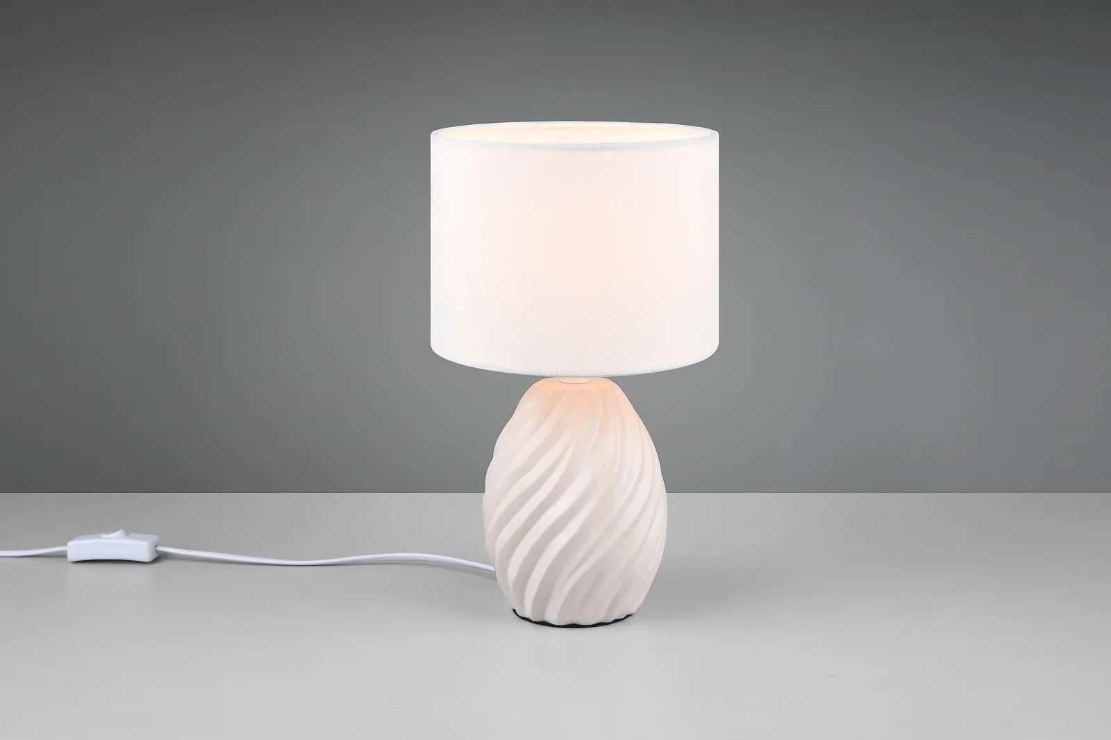 Настільна лампа Reality Leuchten Melva R51771031 керамічна основа матовий білий тканинний абажур без 1x E14, фото №2