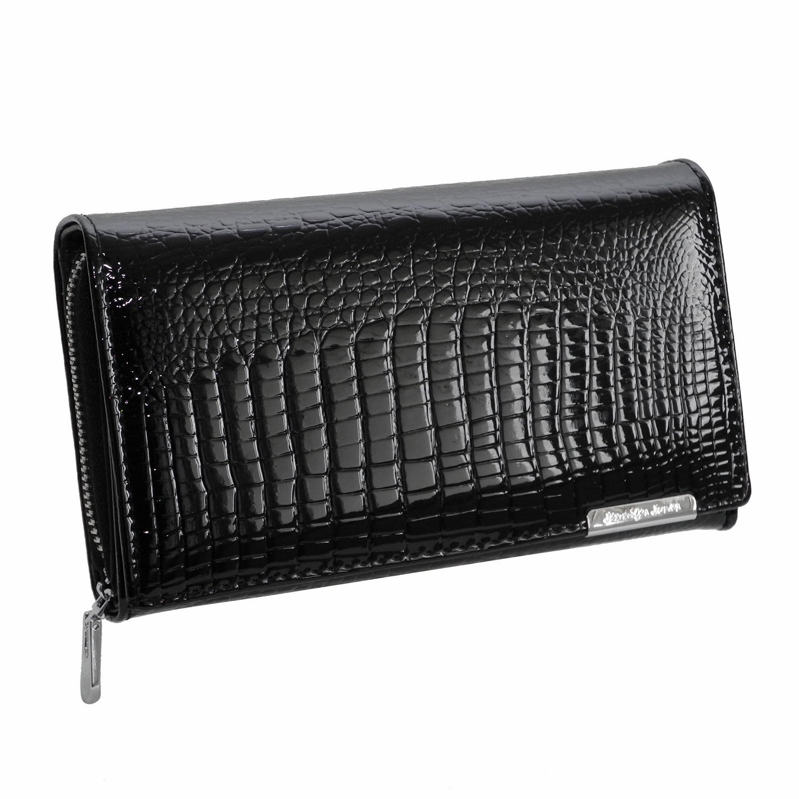 Гаманець Jennifer Jones Шкіра Croco-Snake Чорний, крокодиловий стиль, фото №1
