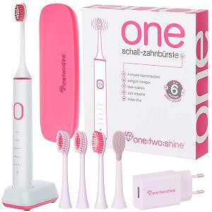 Електрична звукова зубна щітка ONE:TWO:SHINE ONE 4 змінні насадки дорожній футляр 5 режимів Таймер Ягідна - Фото 1